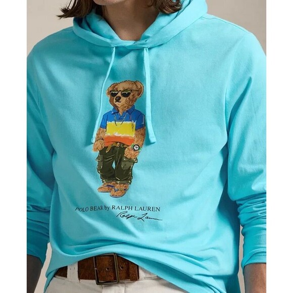 Polo Ralph Lauren Men's Polo Bear Jersey Hooded T-Shirt Color Blue Size XL - Picture 3 of 4